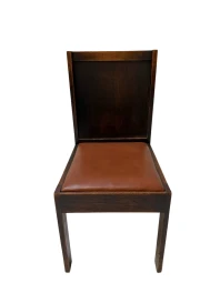 Art Deco Modernist Side Chair with Leather Seat, 1930s